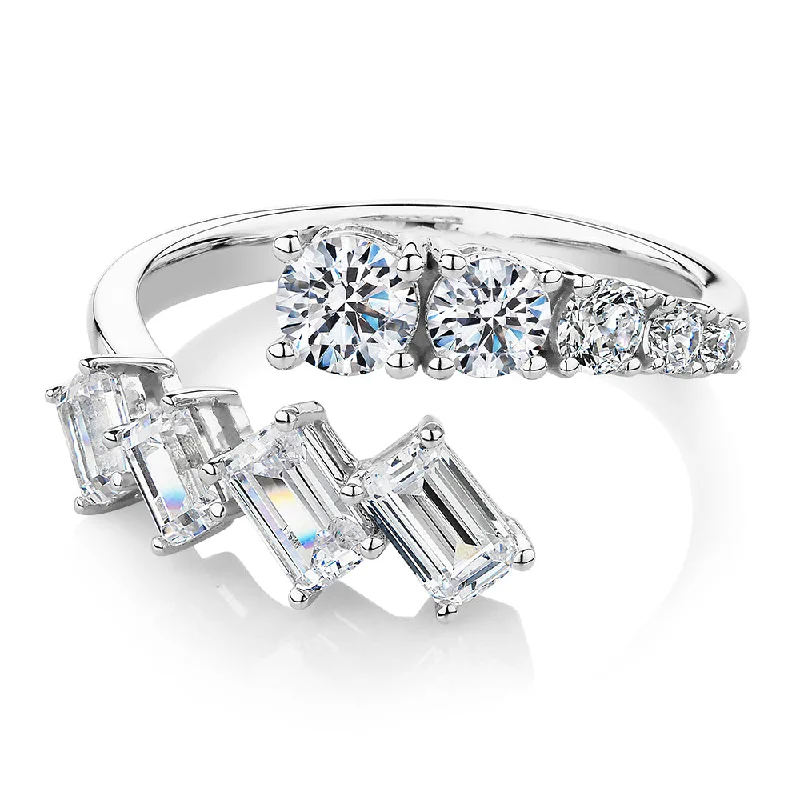 women’s rings -Dress ring with 1.64 carats* of diamond simulants in 10 carat white gold