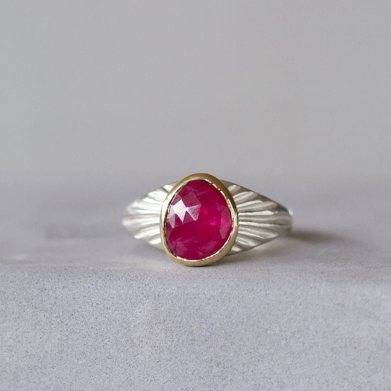 luxury bridal rings -Ruby Sterling Silver and 14K Yellow Gold Calista Ring