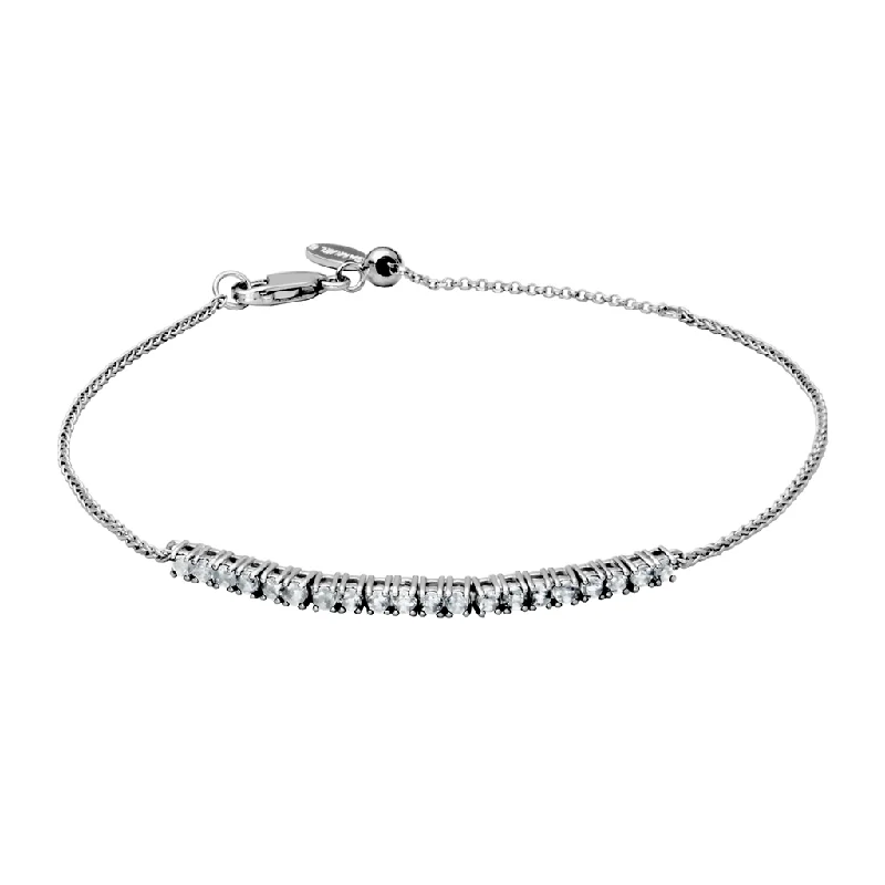 trendy bracelets for women -trendy bracelets for women -Sterling Silver White Topaz Bolo Bracelet by Samuel B.