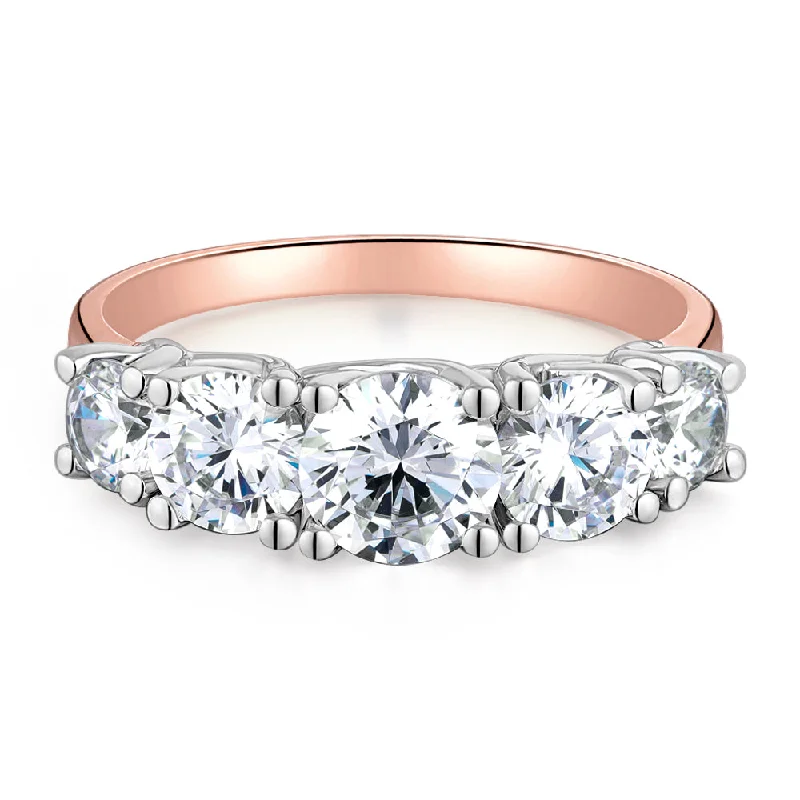 trendy cocktail rings for women -Dress ring with 2.26 carats* of diamond simulants in 10 carat rose and white gold