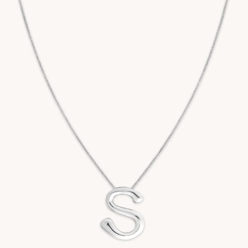 wedding necklaces for women -S Initial Bold Pendant Necklace in Silver