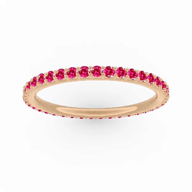 heart-shaped rings for women -Paola Eternity Band, 1/2 Ct, Pink Ruby