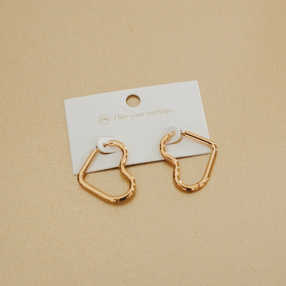 trendy stud earrings for women -Love On My Mind Heart Hoop Earrings by Pretty Simple