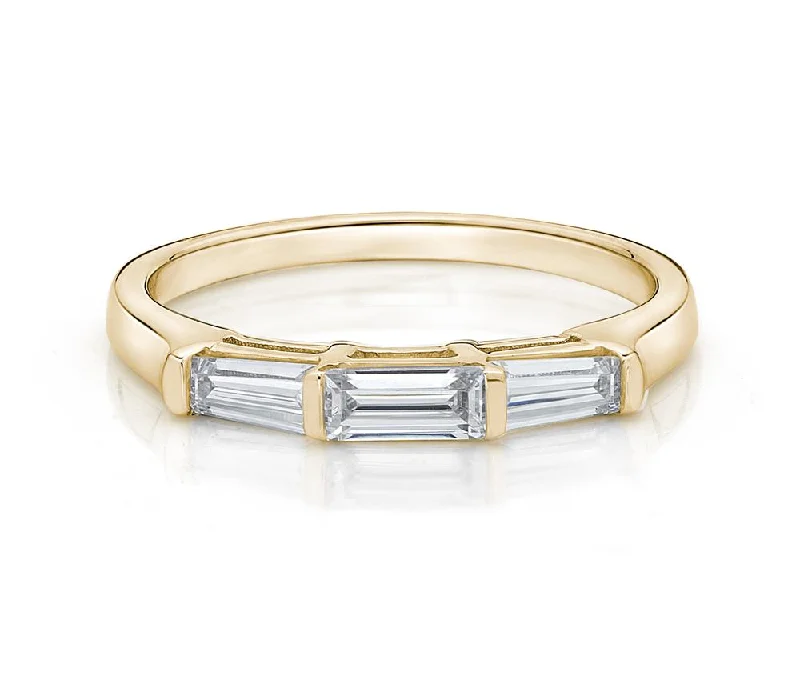 alternative wedding rings for women -Wedding or eternity band with 0.66 carats* of diamond simulants in 14 carat yellow gold