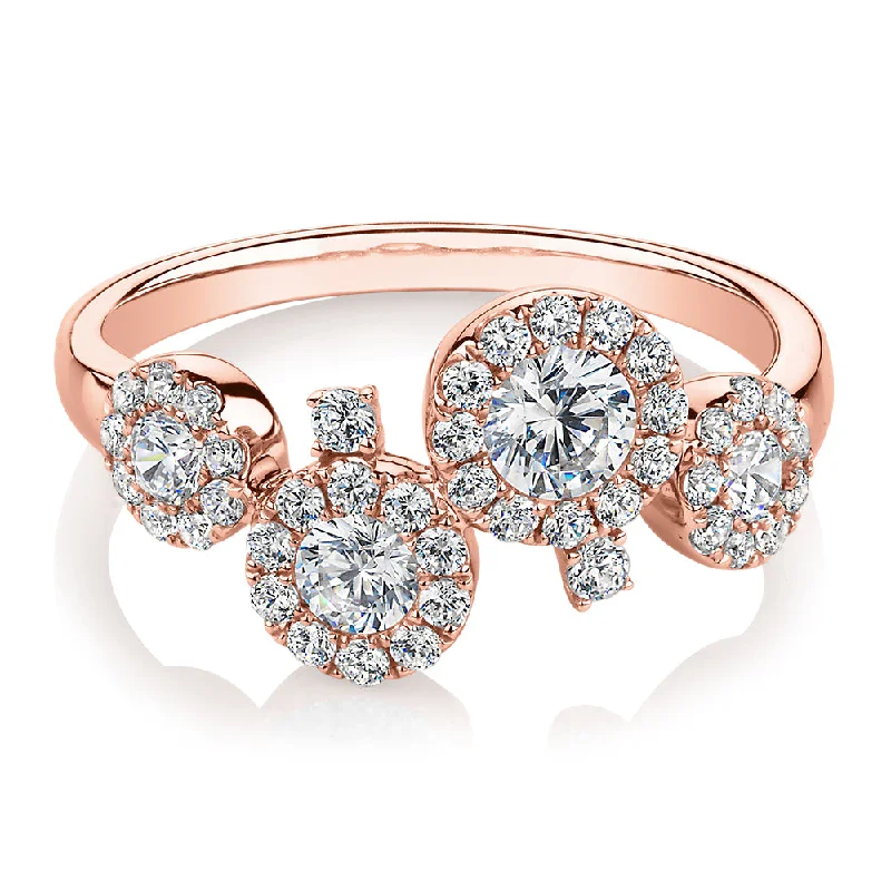 luxury rings with sapphires -Celeste Dress ring with 0.92 carats* of diamond simulants in 10 carat rose gold