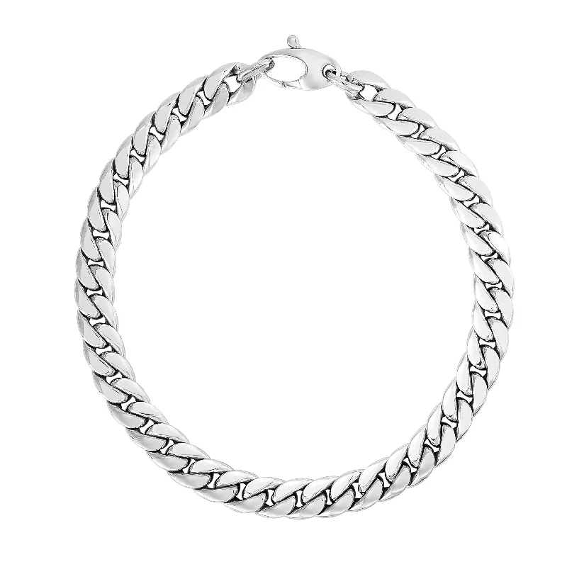 bohemian bracelets for women -bohemian bracelets for women -14k White Gold Cuban Bracelet 7.25"