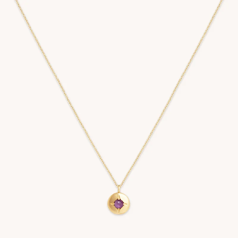 personalized engraved necklaces for women -February Amethyst Birthstone Necklace in Solid Gold