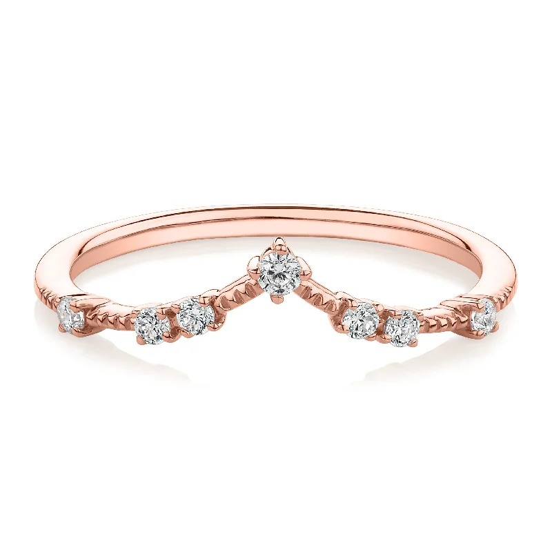 statement rings for women -Wedding or eternity band with diamond simulants in 14 carat rose gold