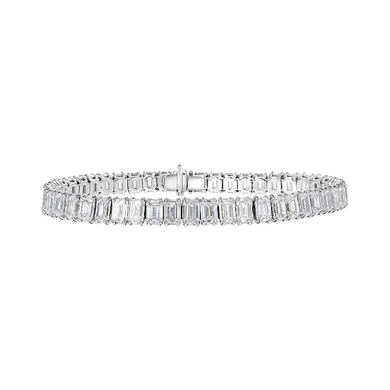 silver bracelets for women -silver bracelets for women -18KT WHITE GOLD 23.77 CTW EMERALD DIAMOND TENNIS BRACELET