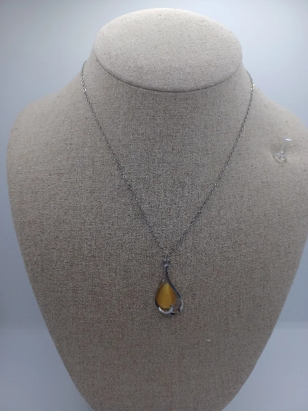 charm necklaces for women -Yellow Moonstone Heart Pendant Necklace