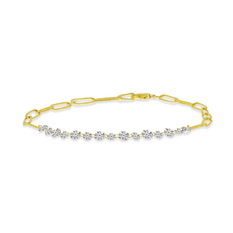 simple bangle bracelets for women -simple bangle bracelets for women -14K Yellow Gold 0.99ctw Dashing Diamond Paperclip Chain Bracelet