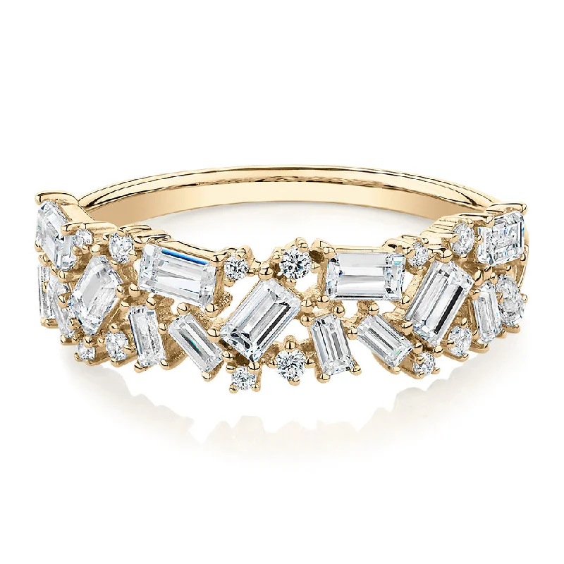 modern rings for women -Dress ring with 1.03 carats* of diamond simulants in 10 carat yellow gold