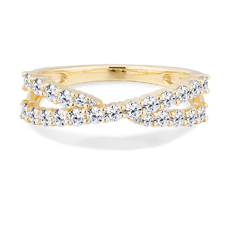 elegant rings for women -Dress ring with 0.67 carats* of diamond simulants in 10 carat yellow gold