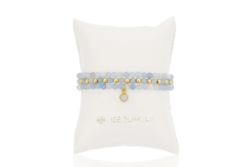 luxury gold bracelets -luxury gold bracelets -Aquamarine & Gold Filled Bead Stretch Bracelet Set by Dee Berkley