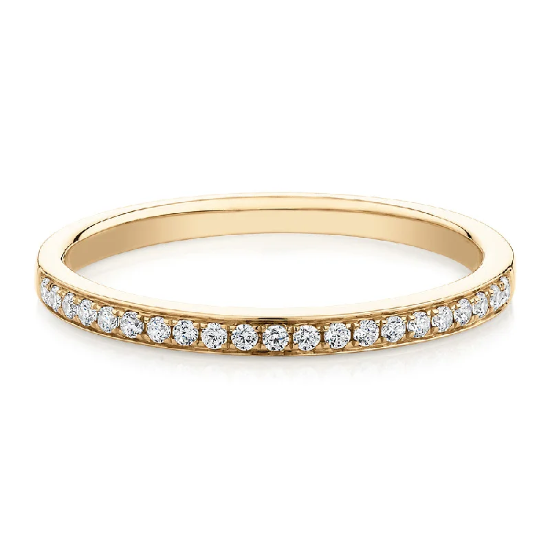 gold engagement rings for women -Round Brilliant wedding or eternity band in 14 carat yellow gold