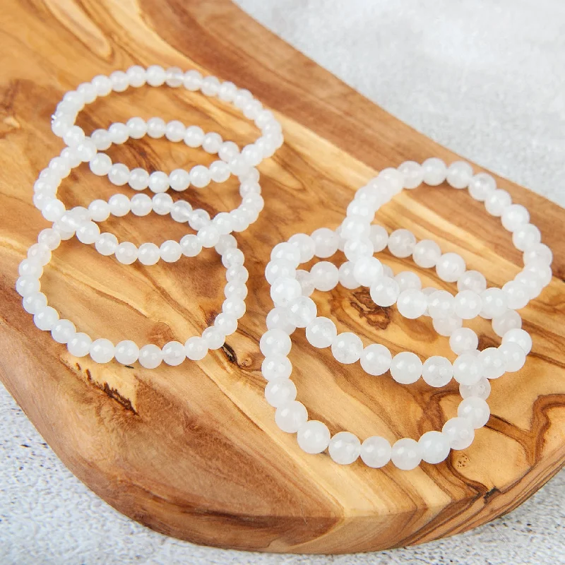 adjustable bangles for women -adjustable bangles for women -White Jade Beaded Bracelet