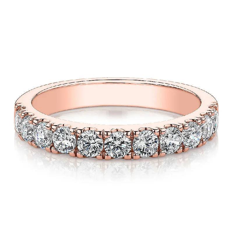 unique rings for women -Wedding or eternity band with 0.88 carats* of diamond simulants in 14 carat rose gold