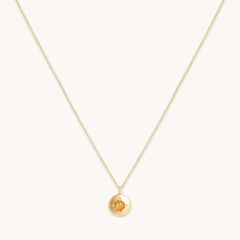 women’s choker chain necklaces -November Citrine Birthstone Necklace in Solid Gold