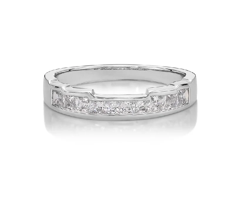 promise rings for women -5 Step Cut-Out Band with Princess Cut Stones in White Gold