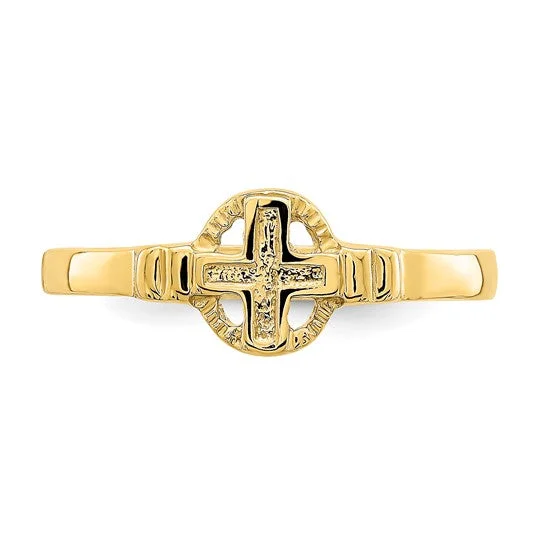 luxury platinum rings -14ky Cross In Circle Ring