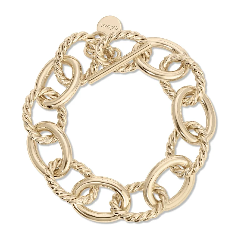 beautiful bangles for casual wear -beautiful bangles for casual wear -Xl Alternating Twisted Link Toggle Bracelet