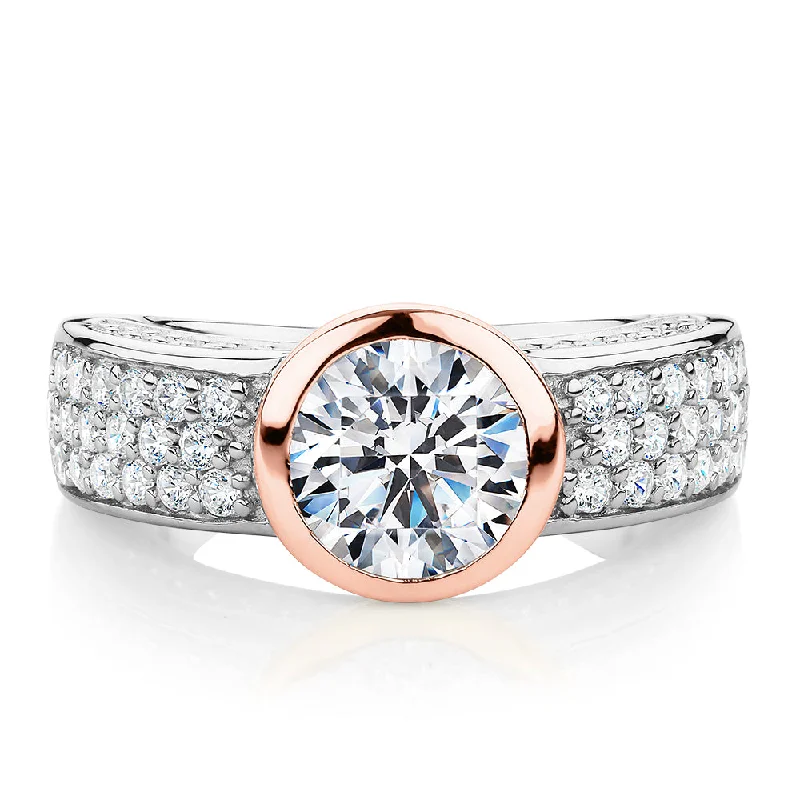 rose gold wedding rings -Synergy dress ring with 2.36 carats* of diamond simulants in 10 carat rose gold and sterling silver