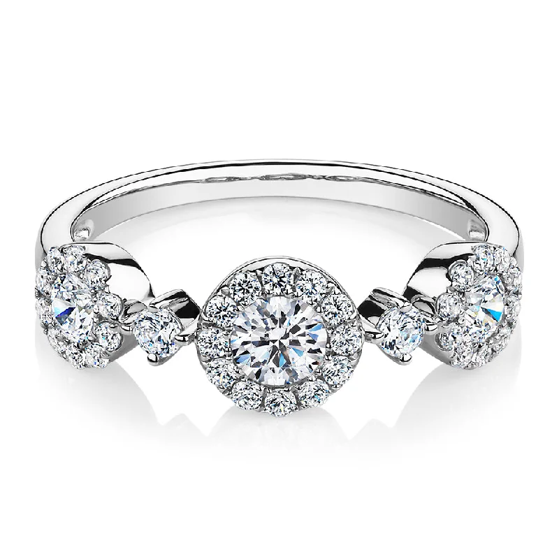 custom rings for women -Celeste Dress ring with 0.83 carats* of diamond simulants in 10 carat white gold