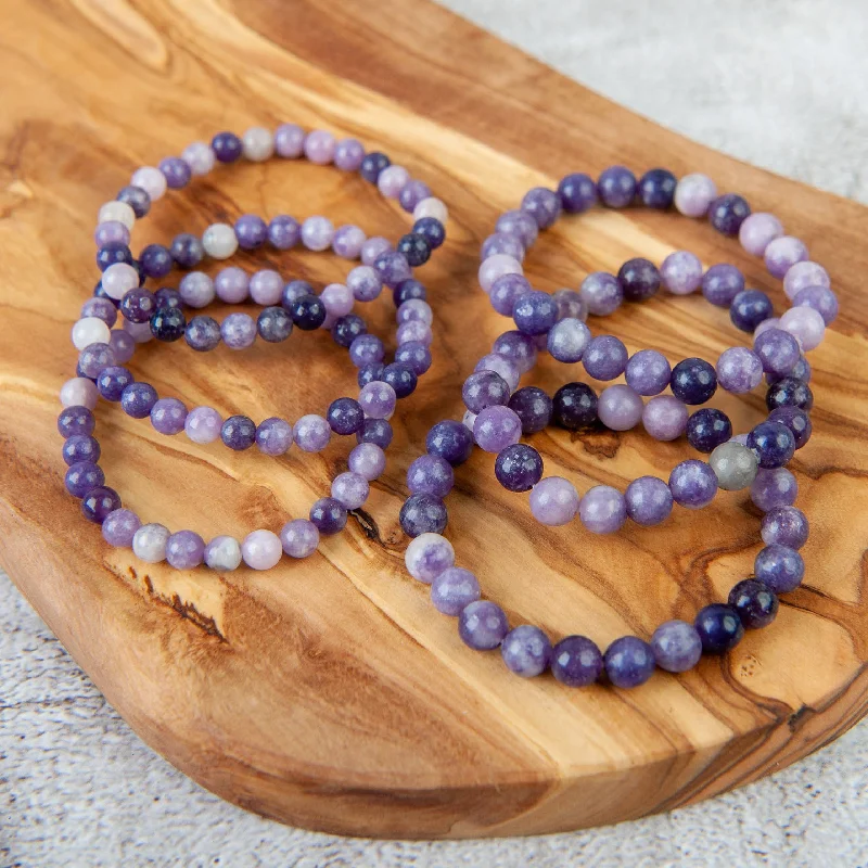 handmade bangles for women -handmade bangles for women -Lepidolite Beaded Bracelet