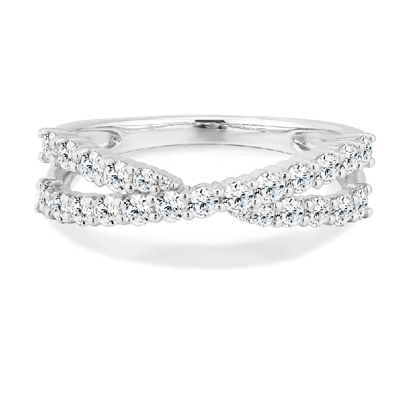 personalized rings for women -Dress ring with 0.67 carats* of diamond simulants in 10 carat white gold