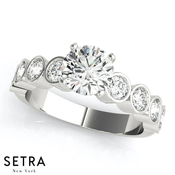 floral engagement rings -ENGAGEMENT RINGS SINGLE ROW BEZEL SET