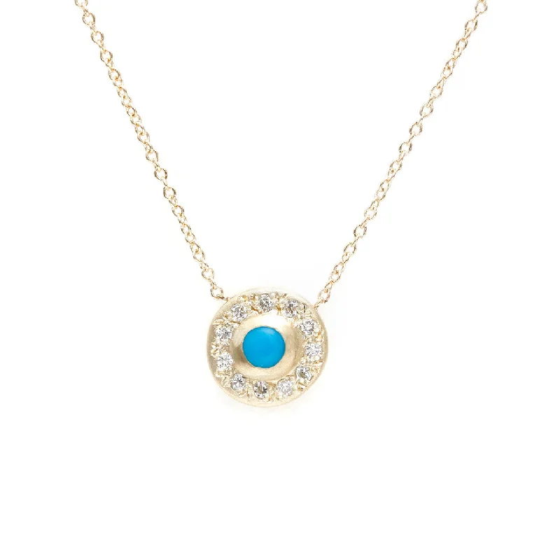 wedding gift necklaces for women -Moon Halo Necklace-Turquoise