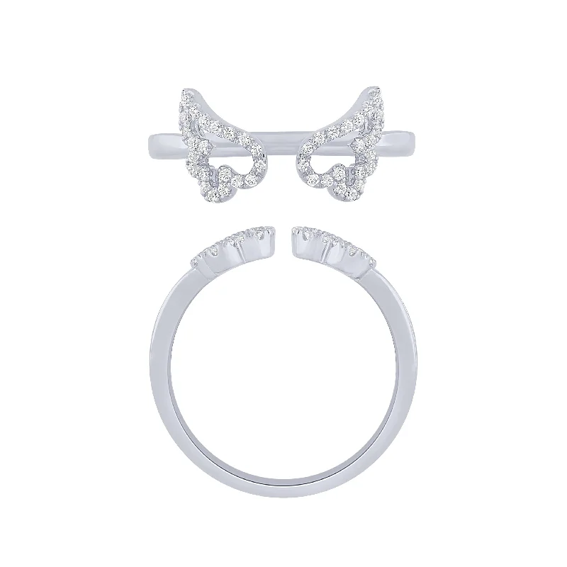 luxury diamond rings -14K White Gold 1/5Ct Diamond Angel Wings Ring