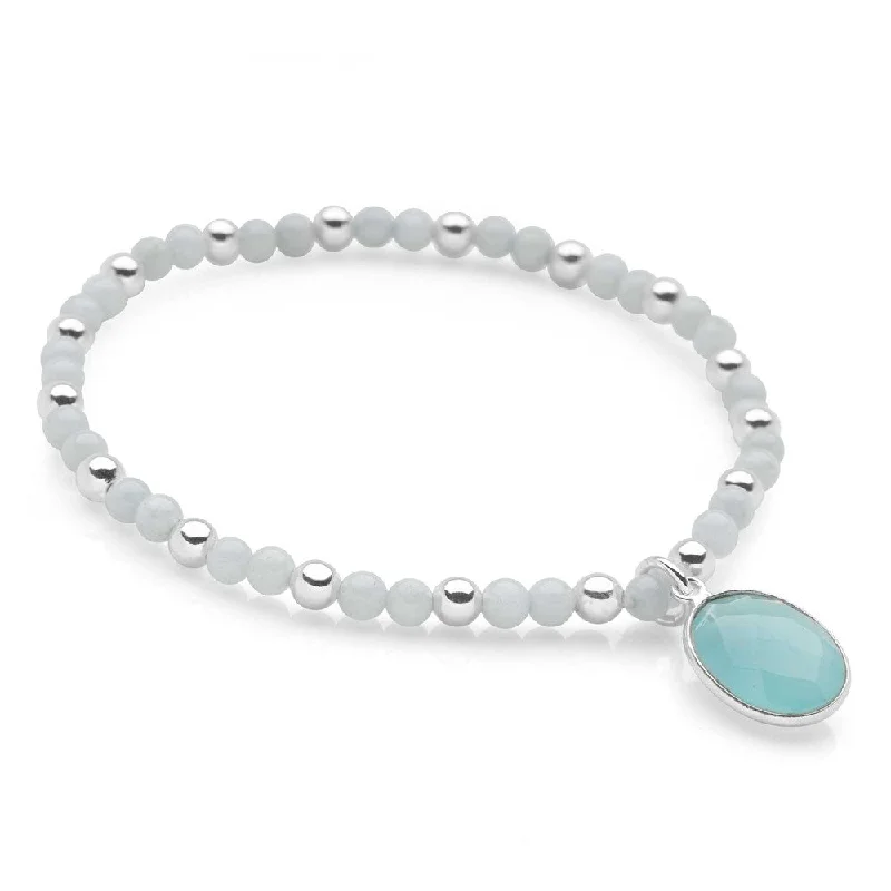 sleek cuff bracelets for women -sleek cuff bracelets for women -Serene Aquamarine & Chalcedony Bracelet