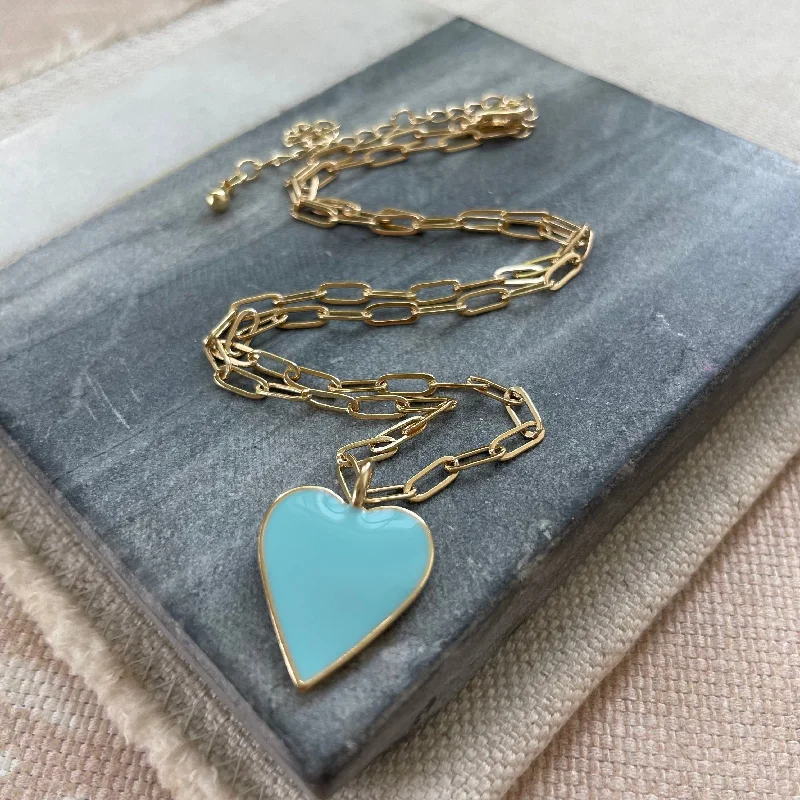 large statement necklaces for women -Carolina Blue Heart Necklace