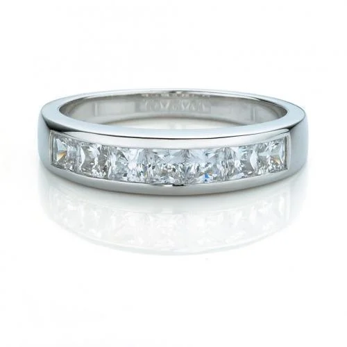 silver wedding rings for women -Wedding or eternity band with 0.91 carats* of diamond simulants in 14 carat white gold