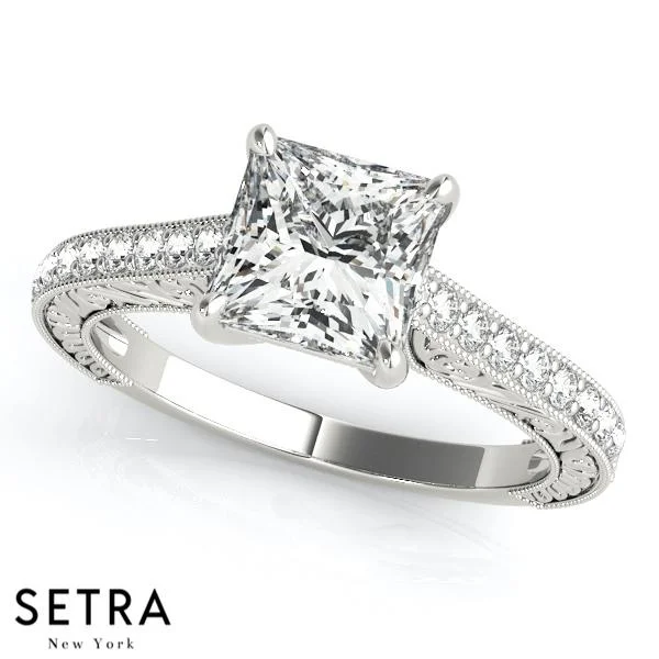 affordable solitaire engagement rings -DIAMOND ENGAGEMENT RINGS SINGLE ROW PRONG SET TRELLIS