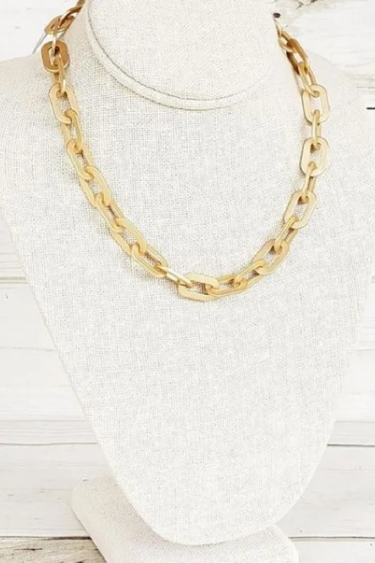 high-end necklaces for women -THICK OVAL LINK NECKLACE | GOLD