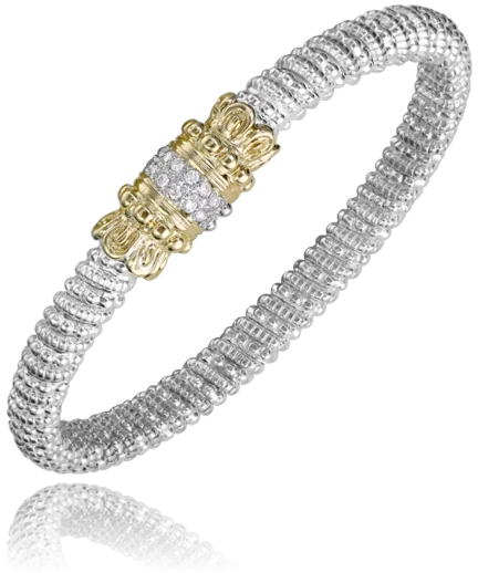 chic women’s bangles -chic women’s bangles -Sterling Silver & 14K Yellow Gold 0.18ctw Round Diamond Bangle Bracelet