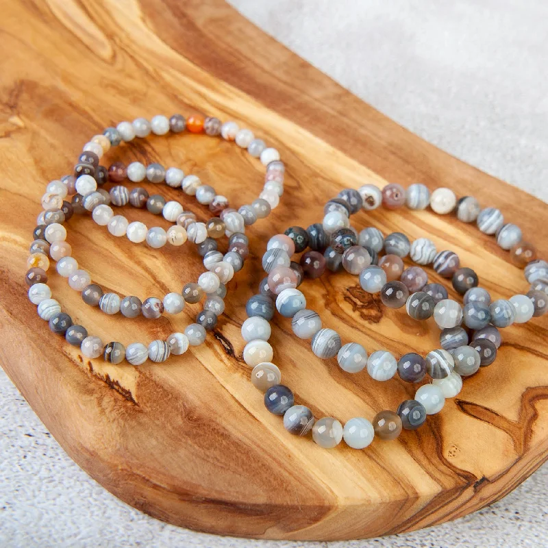 women’s tennis bracelets -women’s tennis bracelets -Botswana Agate Beaded Bracelet