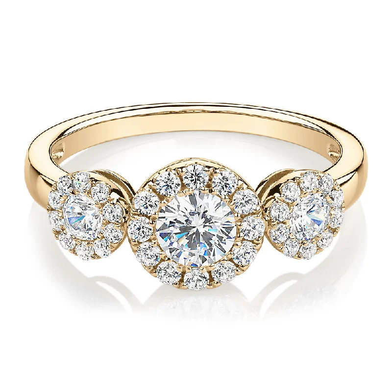 classic rings for women -Celeste Dress ring with 1.02 carats* of diamond simulants in 10 carat yellow gold