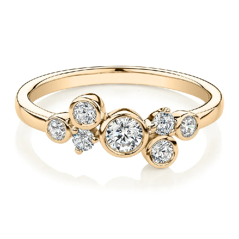 minimalist rings for women -Dress ring with 0.39 carats* of diamond simulants in 10 carat yellow gold