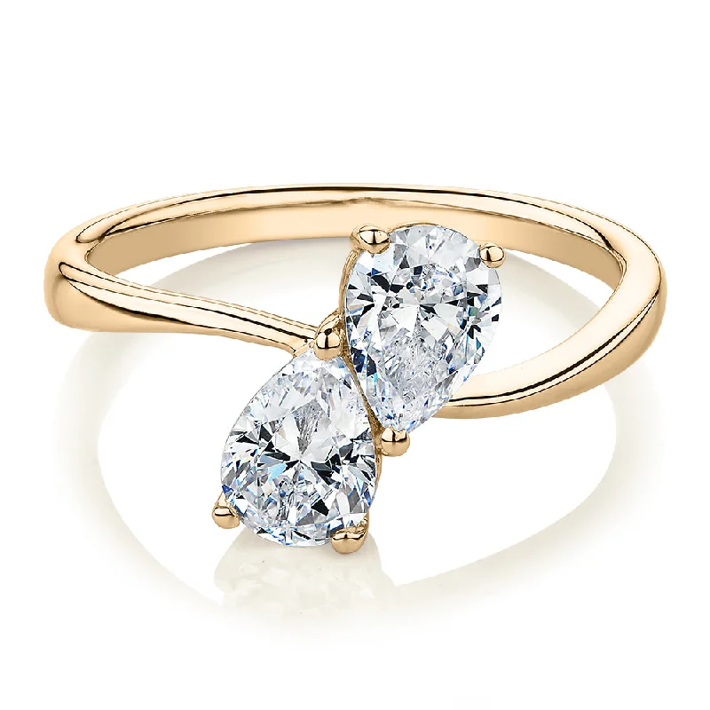 bridesmaid rings for women -Dress ring with 1.42 carats* of diamond simulants in 10 carat yellow gold