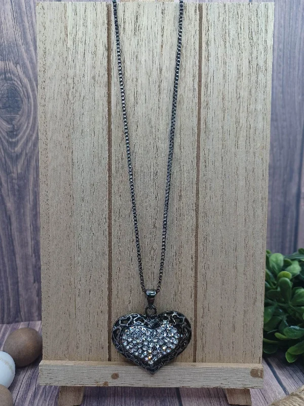 boho necklaces for women -Gunmetal Box Chain Necklace