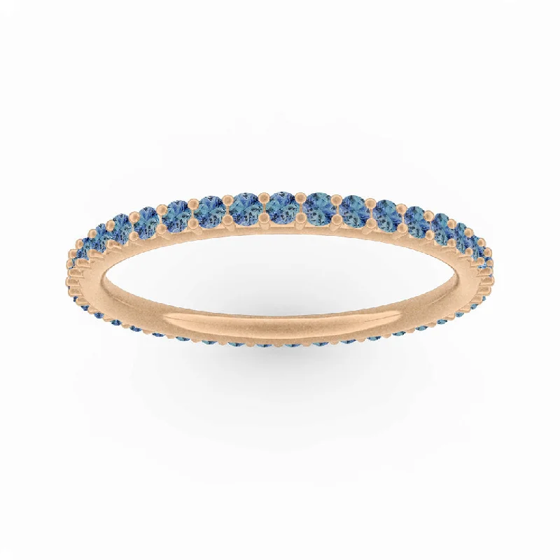 fashion rings for women -Paola Eternity Band, 1/2 Ct, Medium Blue Sapphire