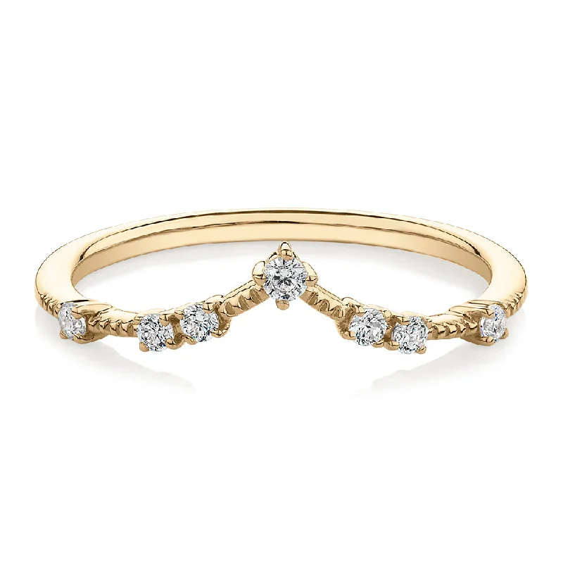 minimalist rings for women -Wedding or eternity band with diamond simulants in 14 carat yellow gold