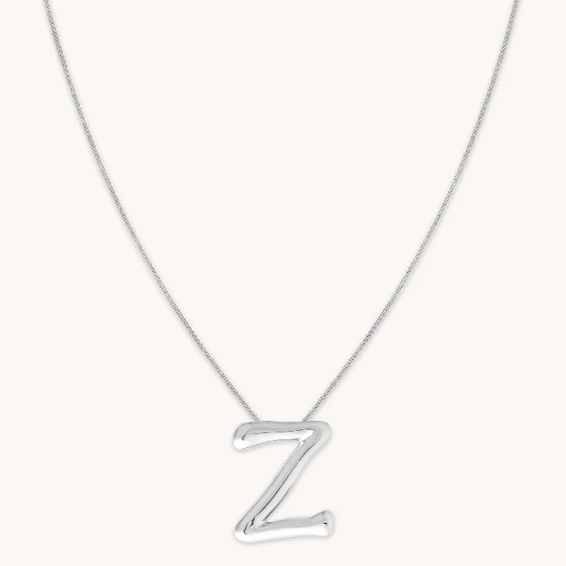 vintage necklaces for women -Z Initial Bold Pendant Necklace in Silver