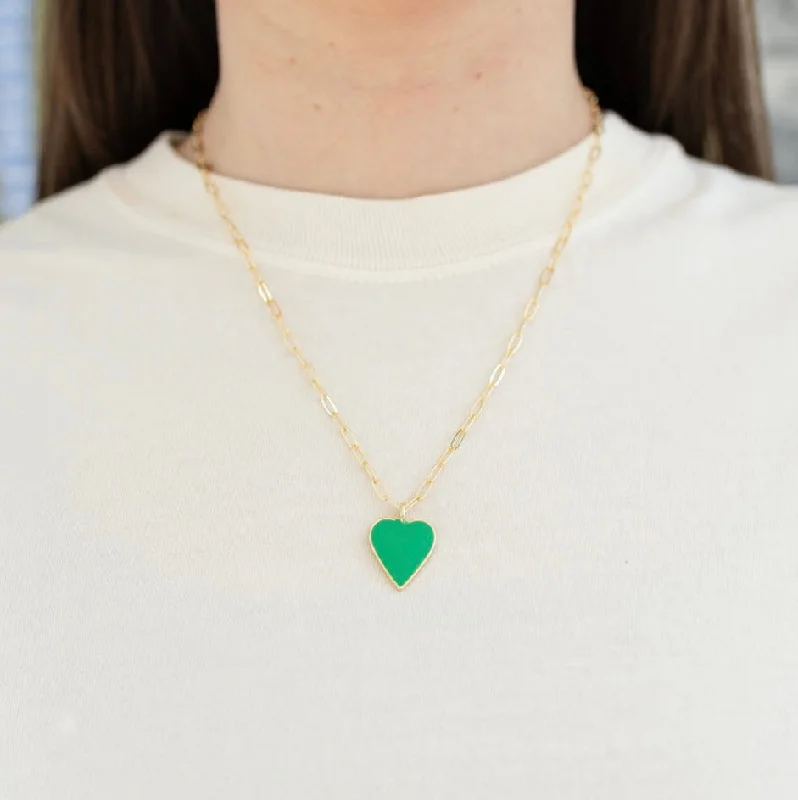 custom gold necklaces for women -Green Heart Necklace