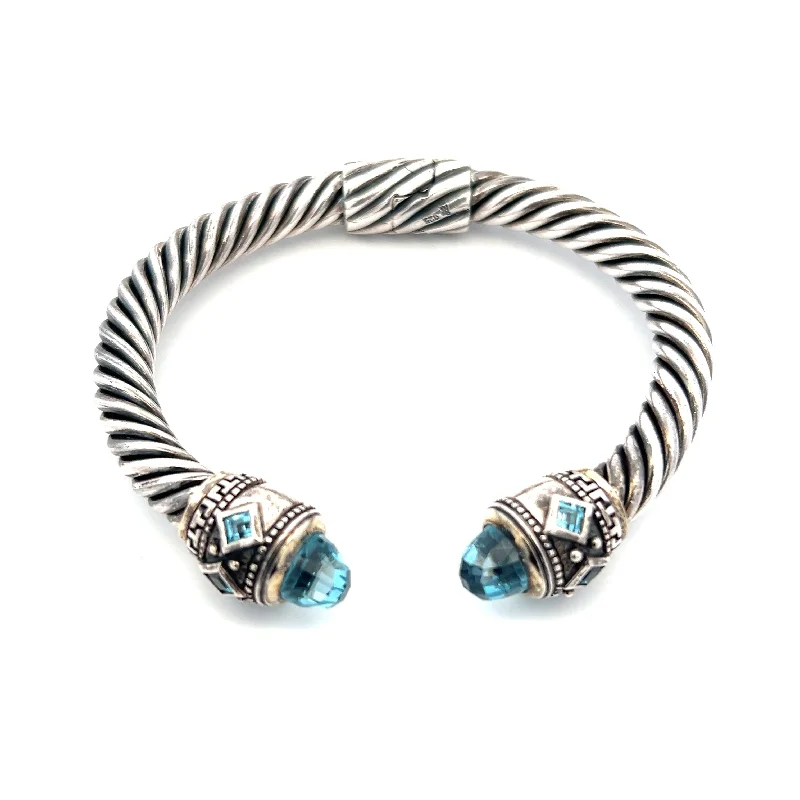 elegant bangles for women -elegant bangles for women -Estate Sterling Silver Blue Topaz Twisted Cuff Bracelet