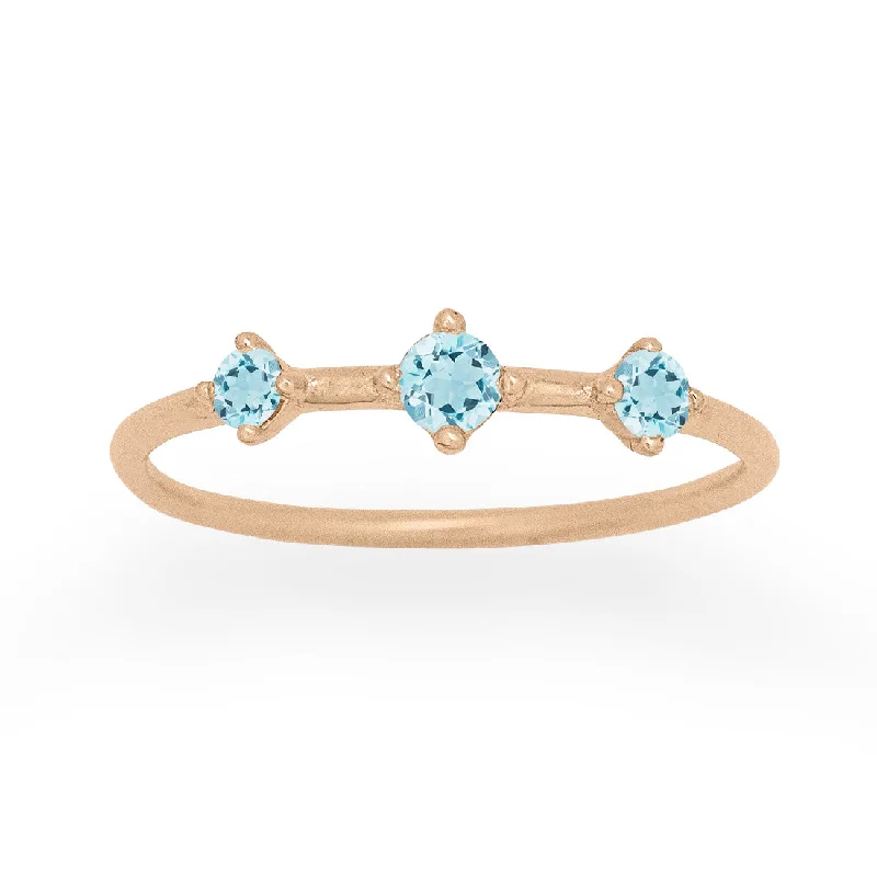 luxury bridal rings -Orion's Belt Ring, Aquamarine