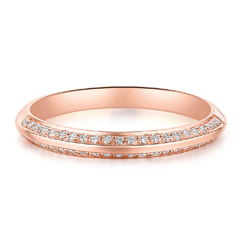 silver rings for women -Wedding or eternity band in 14 carat rose gold